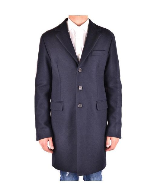 DSquared² Blue Single-Breasted Wool Coat for men