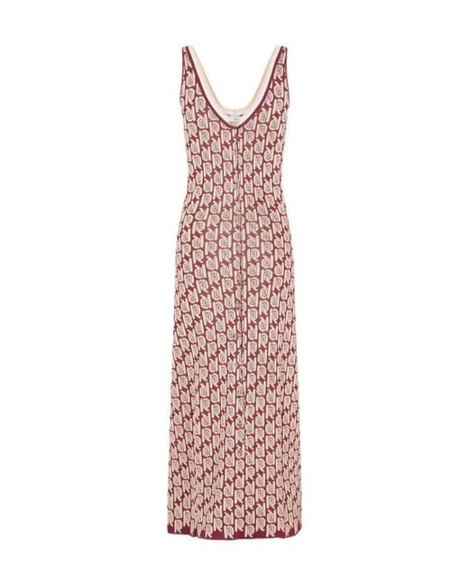 Rabanne Purple Monogram-Pattern Scoop-Neck Dress