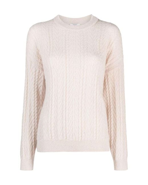Peserico Pink Cable-Knit Wool-Blend Jumper