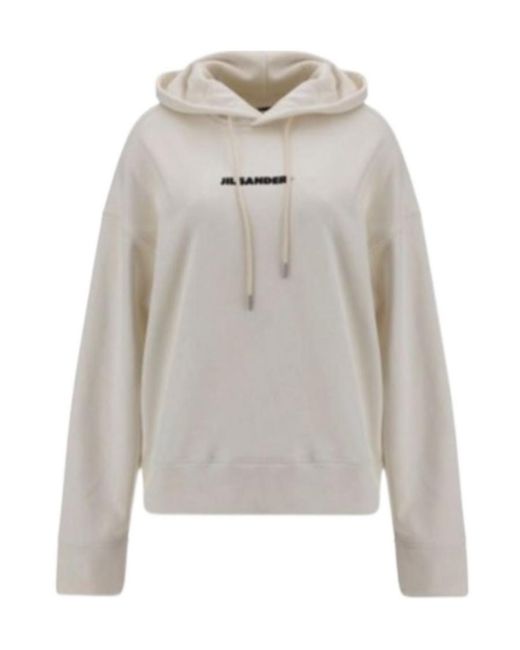 Jil Sander Gray Hooded Logo Sweatshirt