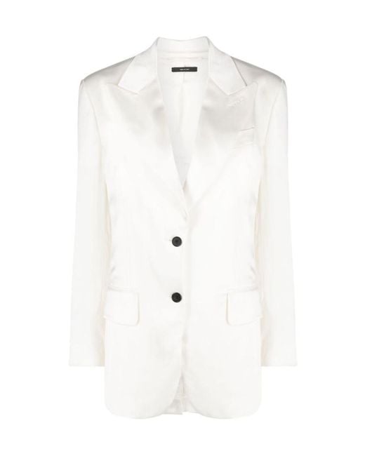 Tom Ford White V-Neck Single-Breasted Blazer