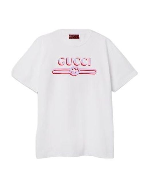 Gucci White Logo Printed T-Shirt