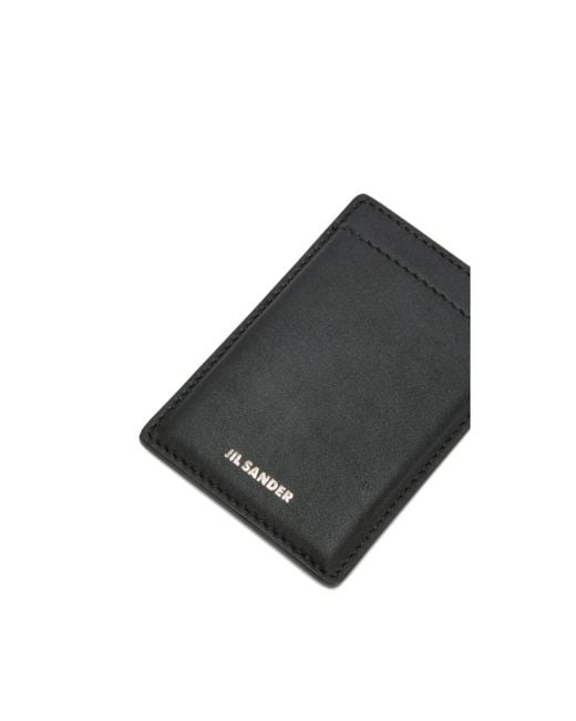 Jil Sander Black Magnetic Card Holder for men