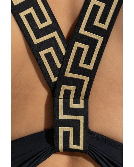 Versace Black Greca One Piece Swimsuit