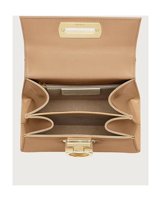 Ferragamo Natural Logo Button Handbag