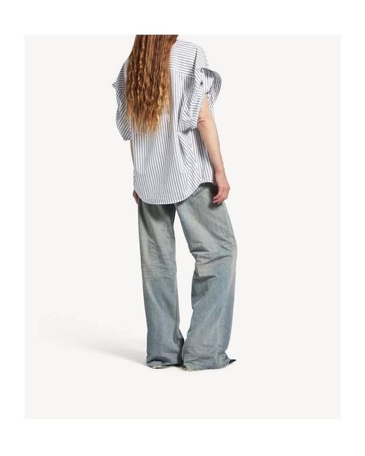 Balenciaga White Cotton Tuck-Sleeve Shirt