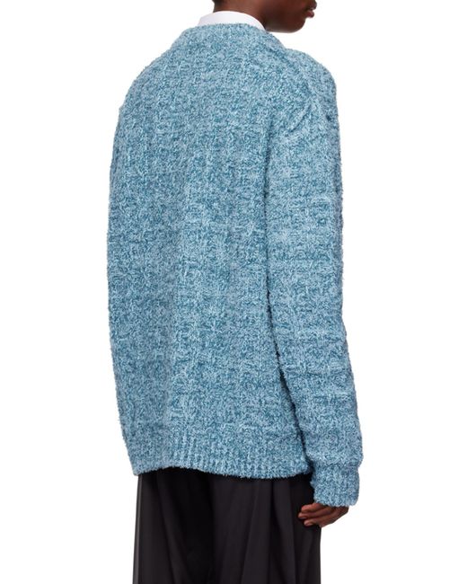 Maison Margiela Blue Ribbed-Knit Crew-Neck Jumper for men