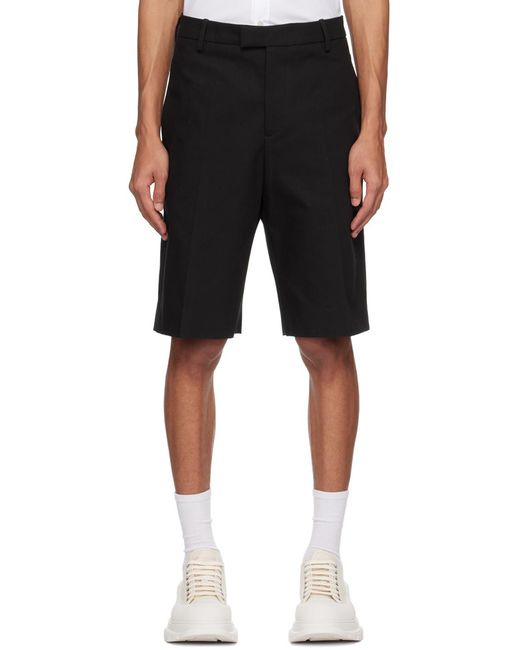 McQueen Black Tailored Knee Length Bermuda Shorts for men