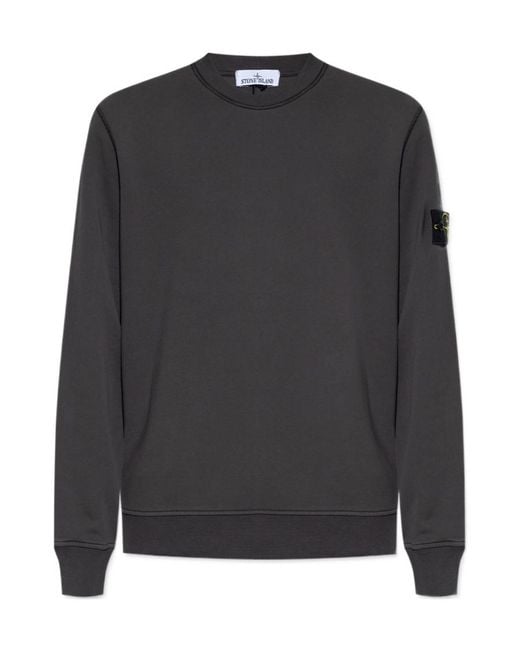 Stone Island Black Compass Patch Crewneck Sweatshirt for men