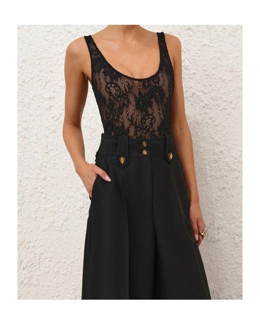Zimmermann Black Lace Scoop Bodysuit
