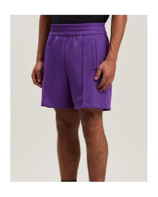 Palm Angels Purple Back Curved Logo Track Shorts for men