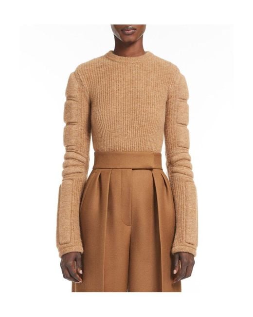 Max Mara Natural Padded-Panel Knit Top