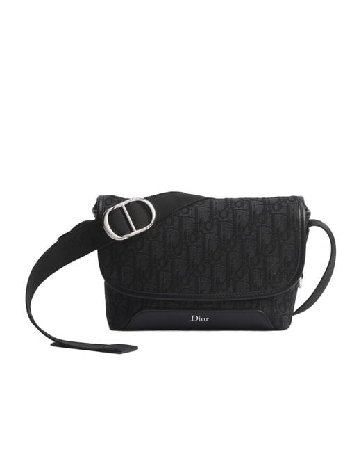 Dior Black Mini Jett Messenger Bag With Flap for men