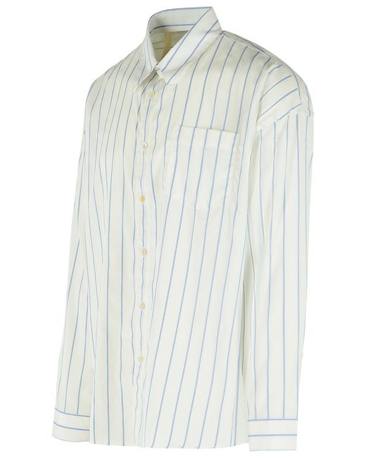 sunflower White Stable Striped Loose Shirt for men