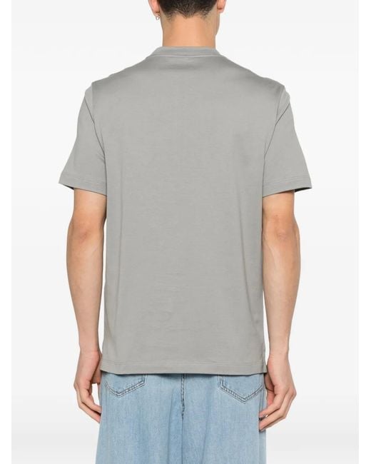 Brioni Gray Embroidered Round-Neck T-Shirt for men