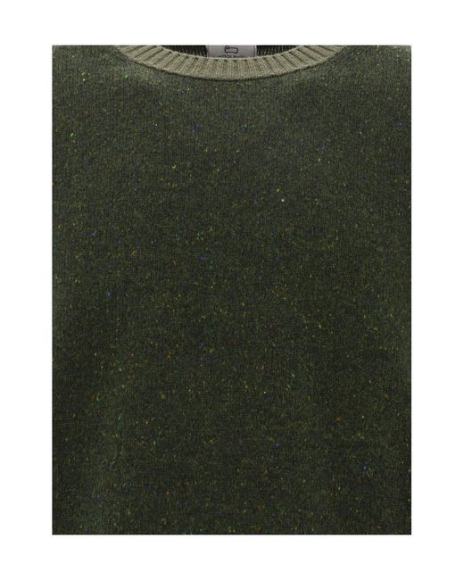 Woolrich Green Panelled Wool Jumper for men