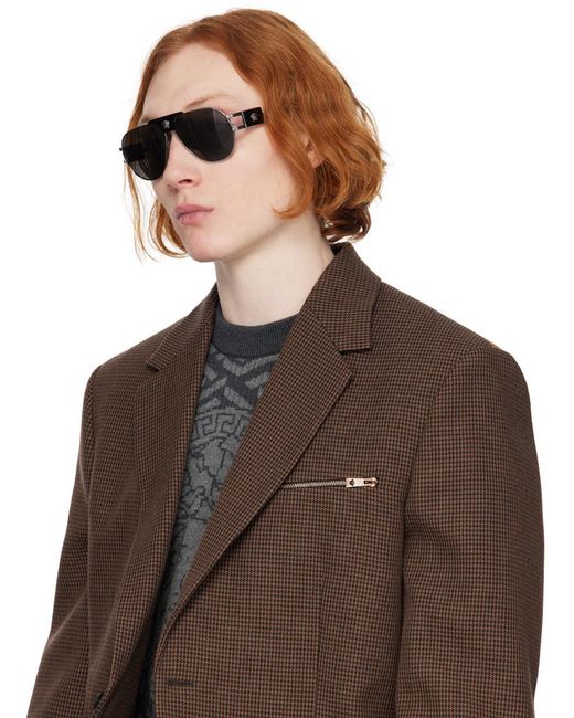 Versace Gray Logo Sunglasses for men