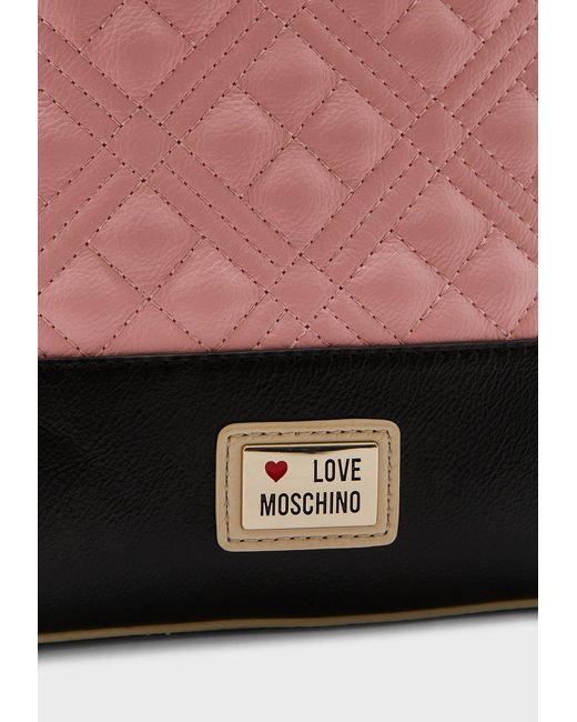 Moschino Pink Logo-Plaque Shoulder Bag