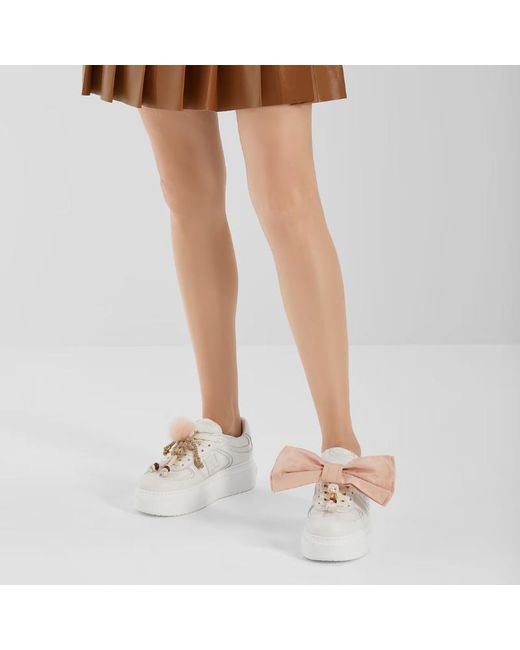 Fendi White Match Platform Lace-Up Sneakers