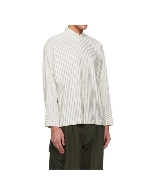 Homme Plissé Issey Miyake White Homme Plissé Issey Miyake Striped Button-Up Shirt for men