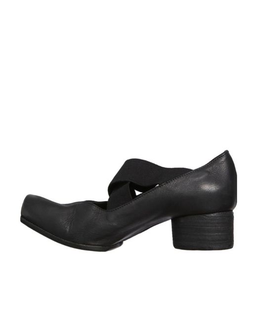 Uma Wang Black Ballerina Square Toe Elasticated Pumps