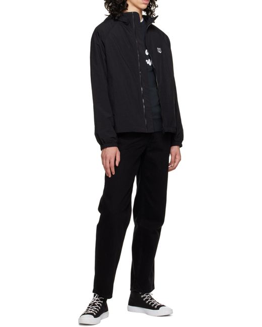 Maison Kitsuné Black Maison Kitsuné Fox Head Patch Embroidered Windbreaker for men