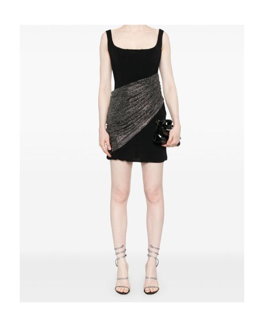 GIUSEPPE DI MORABITO Black Asymmetric Draped Mini Dress