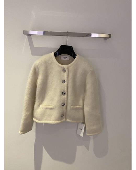 Céline White Brushed Mohair Cardigan