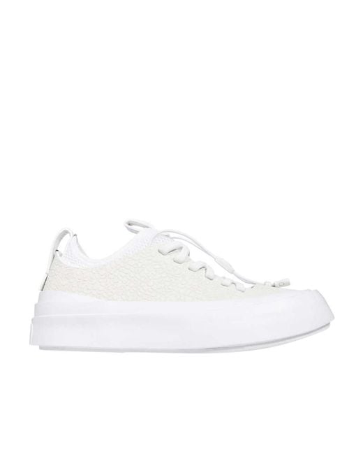 Zegna White Round Head Low-Cut Skate Shoes for men