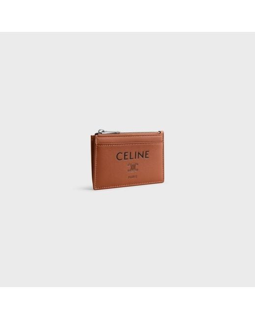 Céline Brown Zipped Card Holder for men