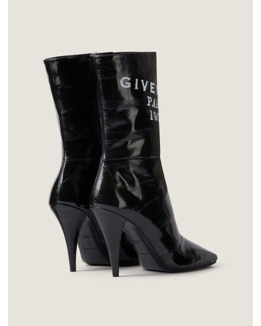Givenchy Black Logo Printed Square-Toe Boots