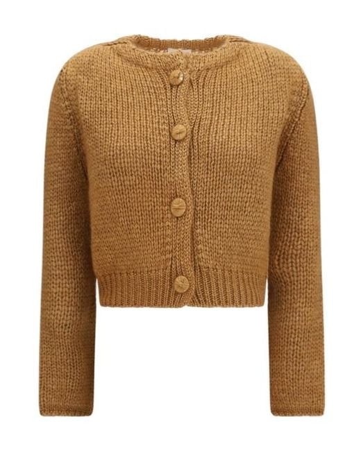 Forte_forte Brown Chunky Knit Buttoned Cardigan