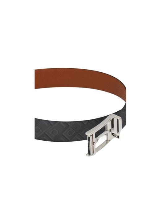 Ferragamo White Ferragam Reversible Buckle Textured Belt for men