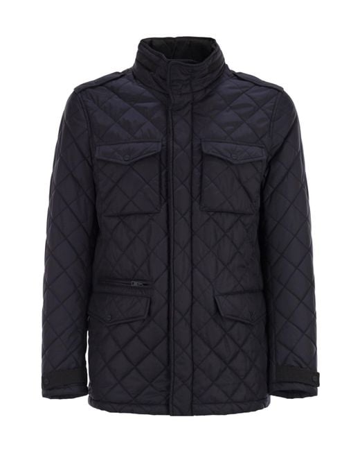 Herno Blue Diamond Quilted Cotton Jacket for men
