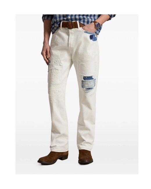 Polo Ralph Lauren White Heritage Patchwork Jeans for men