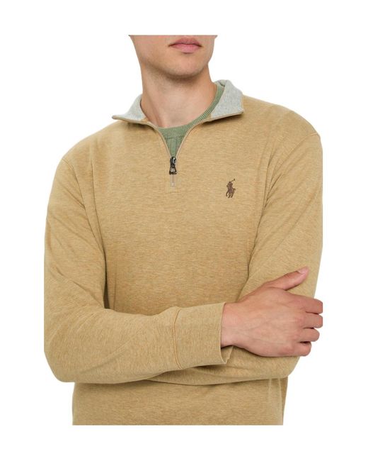 Polo Ralph Lauren Natural Half-Zip Logo-Embroidered Jersey Sweatshirt for men