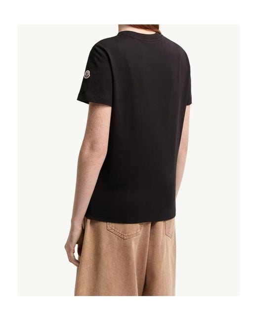 Moncler Black Embroidered Logo Cotton T-Shirt