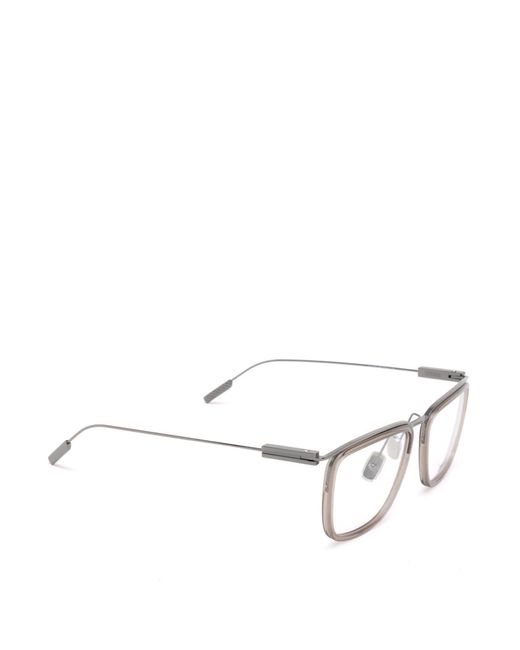 Zegna White Square Frame Glasses for men