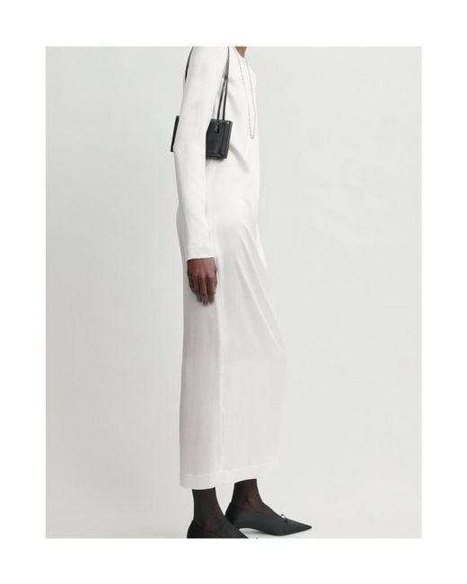 Totême White Totême Satin Regular Fit Midi Dress