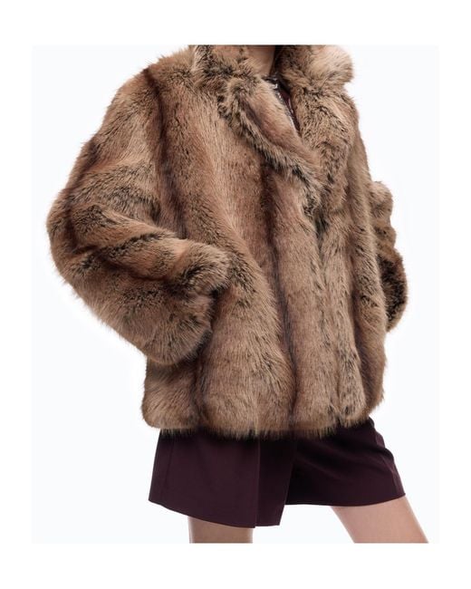 Pinko Brown Fur-Look Caban