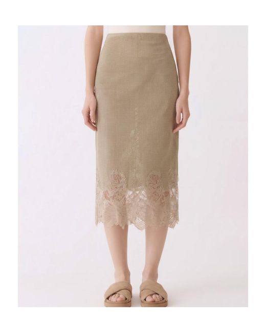 Fabiana Filippi Natural Lace Hem Midi Skirt