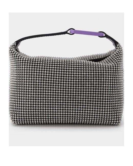 Eera Black Moonbag Clutch With Crystal Accents