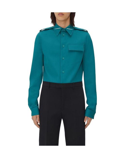 Bottega Veneta Blue Buttoned Wool-Blend Shirt for men