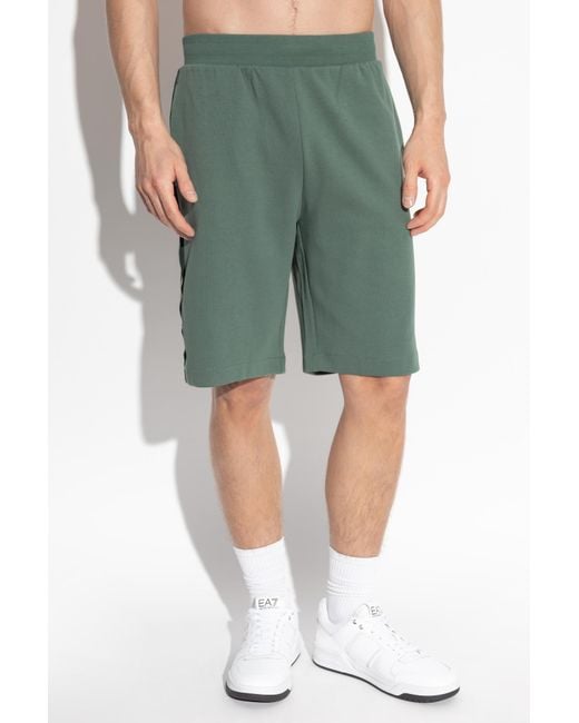EA7 Green Logo Detailed Track Shorts for men
