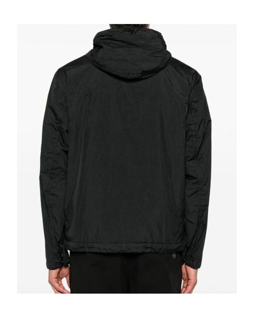 Stone Island Black Compass-Badge Hooded Jacket for men