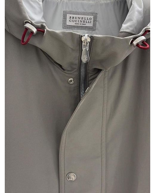 Brunello Cucinelli Gray Long-Sleeved Casual Jacket for men