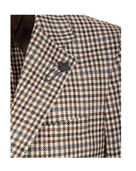Lardini Brown Single-Breasted Checked Tailored Blazer for men