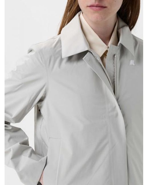 K-Way Gray Logo Patch Zip-Up Jacket