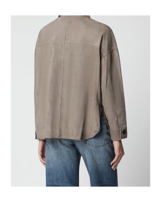 Arma Blue Taupe Kaylee Suede Shirt Jacket