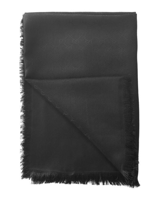 Gucci Black Gg Monogram Scarf